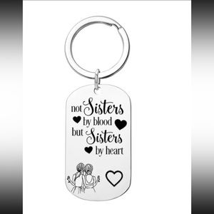 New Stainless Steel Laser Engraved “Sisters by Blood” Dog Tag Pendant Keychain